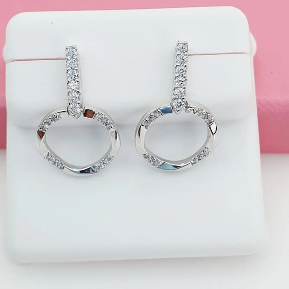 - "925 Sterling Silver Cubic Zirconia Earrings, U19254701 - Picture 1 of 11
